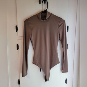 Abercrombie Fitch Soft Af Collection Brown Long Sleeve Mock Neck Body Suit